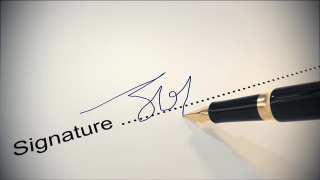 Pen signature signing contract fountain hand writing paperwork 4k