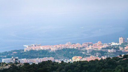 Fototapeta na wymiar above view of town on coast of Ligurian Sea
