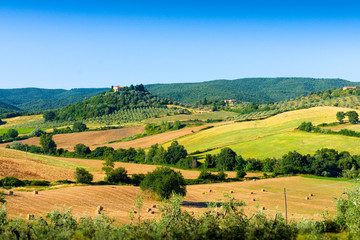 Typical tuscan country panorama near Massa Marittima (GR), Italy - obrazy, fototapety, plakaty