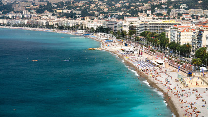 Fototapeta na wymiar urban beach near Promenade des Anglais in Nice