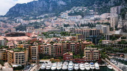 Fototapeta premium above view of residential districts in Monaco city
