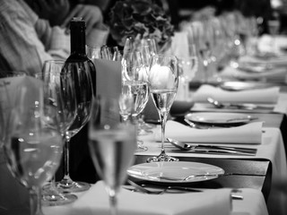served table at the beginning of banquet