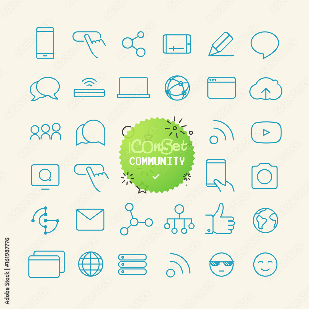 Poster Outline icon set. Web and mobile app thin line icons. Community