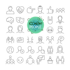 Outline icon set. Web and mobile app thin line icons. People
