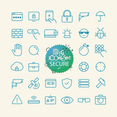 Fototapeta na wymiar Outline icon set. Web and mobile app thin line icons collection. Secure