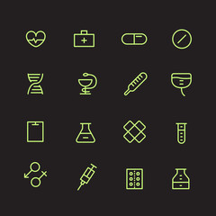 Different line style icons set. Medicine