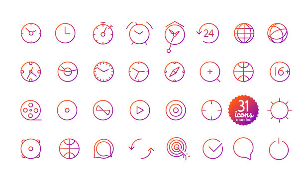 Modern media web and mobile app thin line icons collection