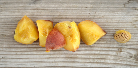 Peach. Fruit on a wooden background