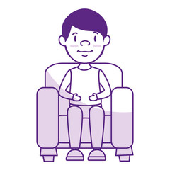 Young man sitting on sofa vector illustration design
