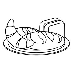 dish with delicious bread isolated icon vector illustration design