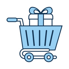 shopping cart with gift vector illustration design