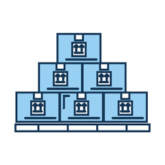 pile boxes in stowages carton delivery icon vector illustration design