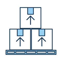 pile boxes in stowages carton delivery icon vector illustration design