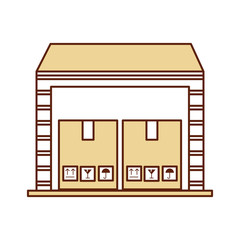 pile boxes carton in warehouse delivery icon vector illustration design