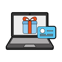 laptop with ecommerce app vector illustration design