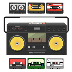 Retro record player with stereo cassettes