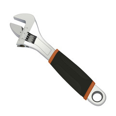 gray adjustable end wrench on the  white background