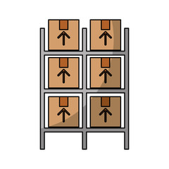 pile boxes carton in shelf delivery icon vector illustration design