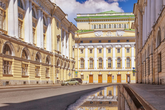 Street Architect Rossi and Alexandrinsky Theater in St. Petersburg