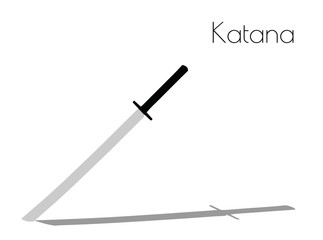 Katana silhouette on white background