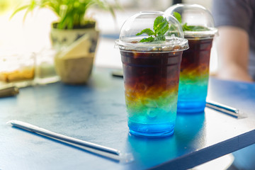 Ice coffee mix blue hawaii.