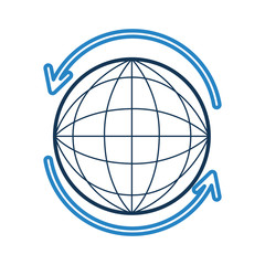 sphere planet with arrow around vector illustration design