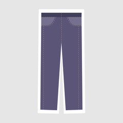 Fashion purple jeans icon with white outline isolated on grey background