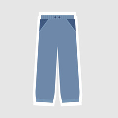 Fashion sports trousers icon with white outline isolated on grey background
