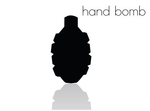 hand bomb silhouette on white background