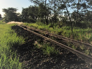 Linha férrea abandonada.