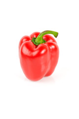 Fresh red sweet bell pepper isolated on a white background.