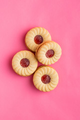 Sweet biscuits with jam.