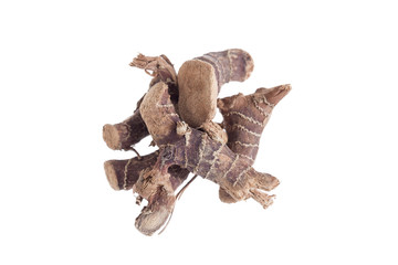 galanga known as aromatic ginger over white background
