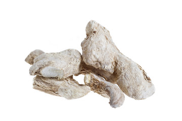 Dry ginger root isolated on white background