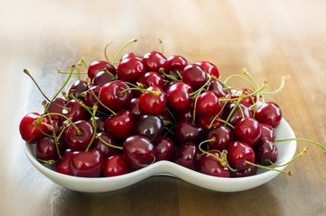 Close up of pile of cherries         