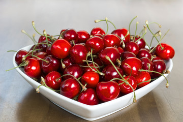 Close up of pile of cherries         