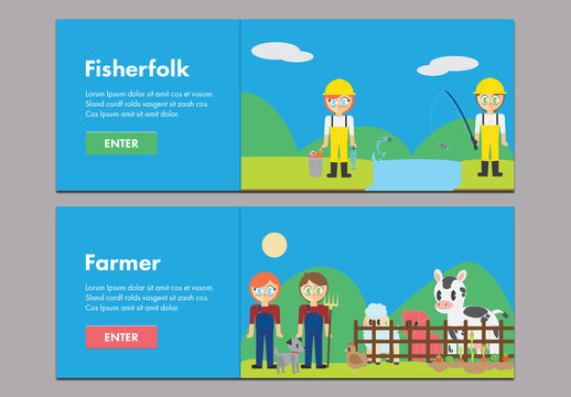 2 Illustrated Agriculture Web Banners