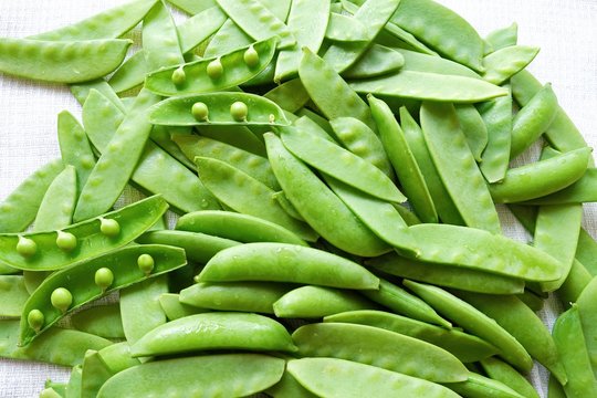 Fresh green peas for cooking view