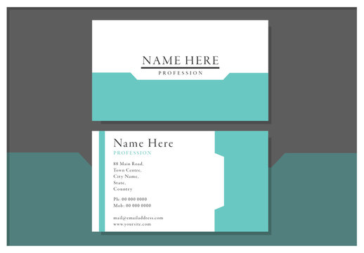 Teal and White Business Card Layout 2
