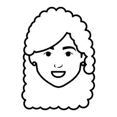 beautiful and young woman head character vector illustration design