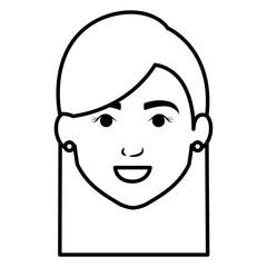 beautiful and young woman head character vector illustration design