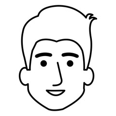 young man head avatar character vector illustration design