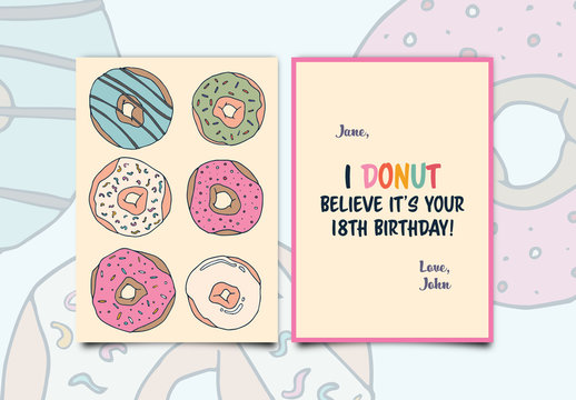 Doughnut-Themed Birthday Card Layout