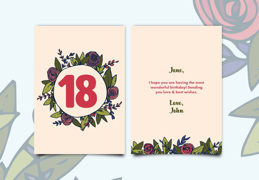 Rose Wreath Birthday Card Layout