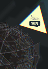 Abstract triangular sphere with triangle space on dark BG