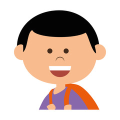 cute little boy with bag school character vector illustration design