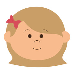 cute little girl head character vector illustration design