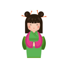 cute Little japanese doll vector illustration design