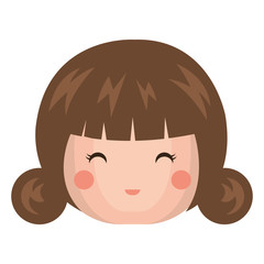 Obraz premium cute Little japanese doll head vector illustration design