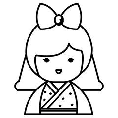 cute Little japanese doll vector illustration design